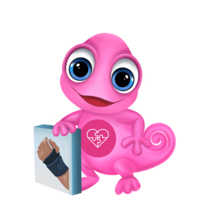 Maskottchen Leon orthopädische Hilfsmittel