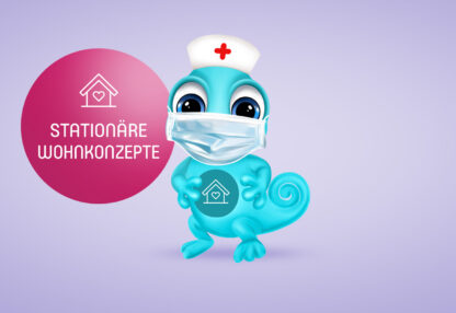 Maskottchen Leon stationäre Wohnkonzepte