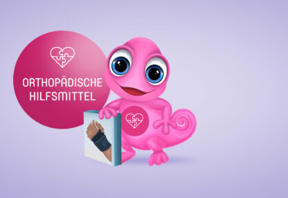 Maskottchen Leon orthopädische Hilfsmittel