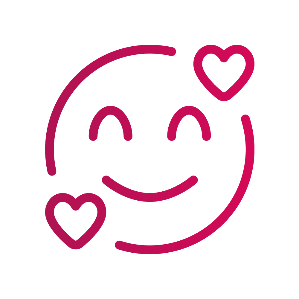 Emoji mit zwei Herzen um den Kopf verteilt