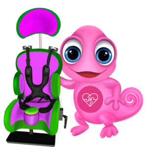 Pinkes Maskottchen Hilfsmittel Kinder-Reha-Technik