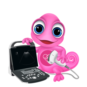 Pinkes Maskottchen Hilfsmittel Medizintechnik