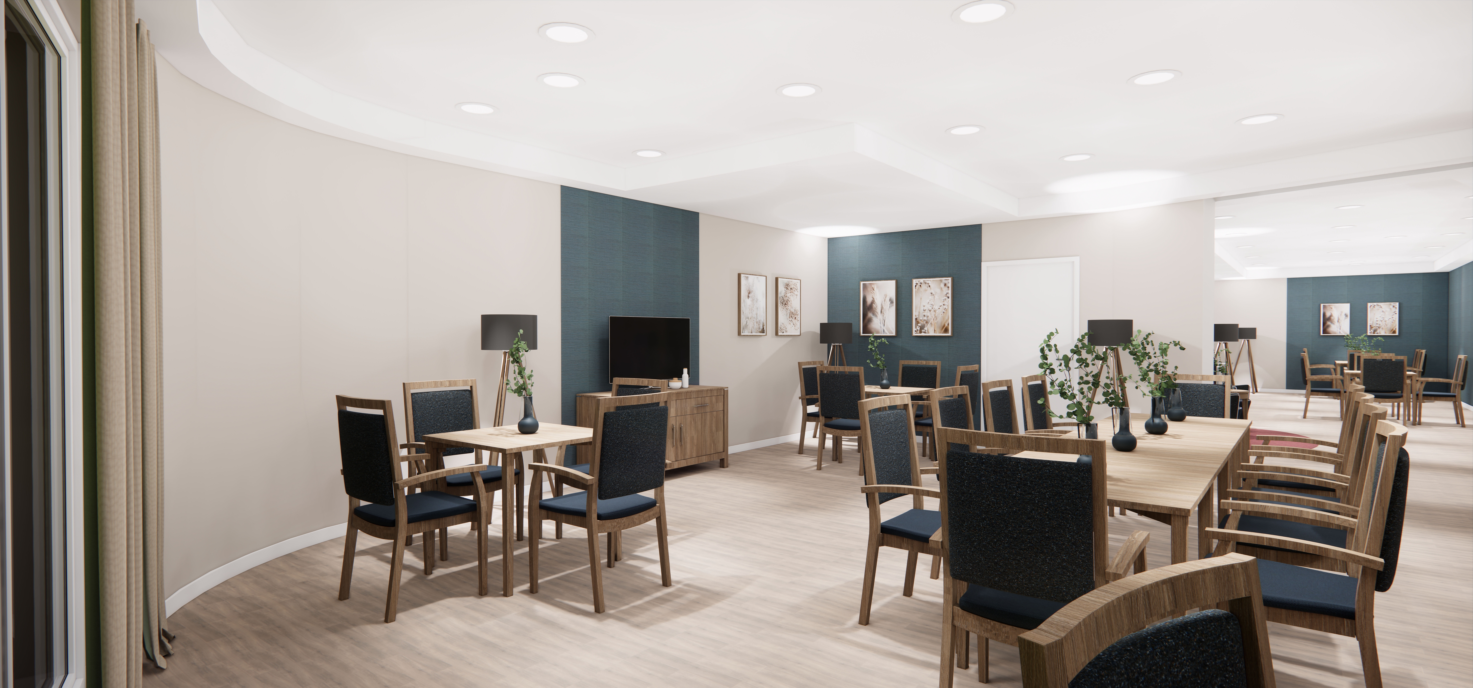 Aufenthaltsraum mit Fernseher