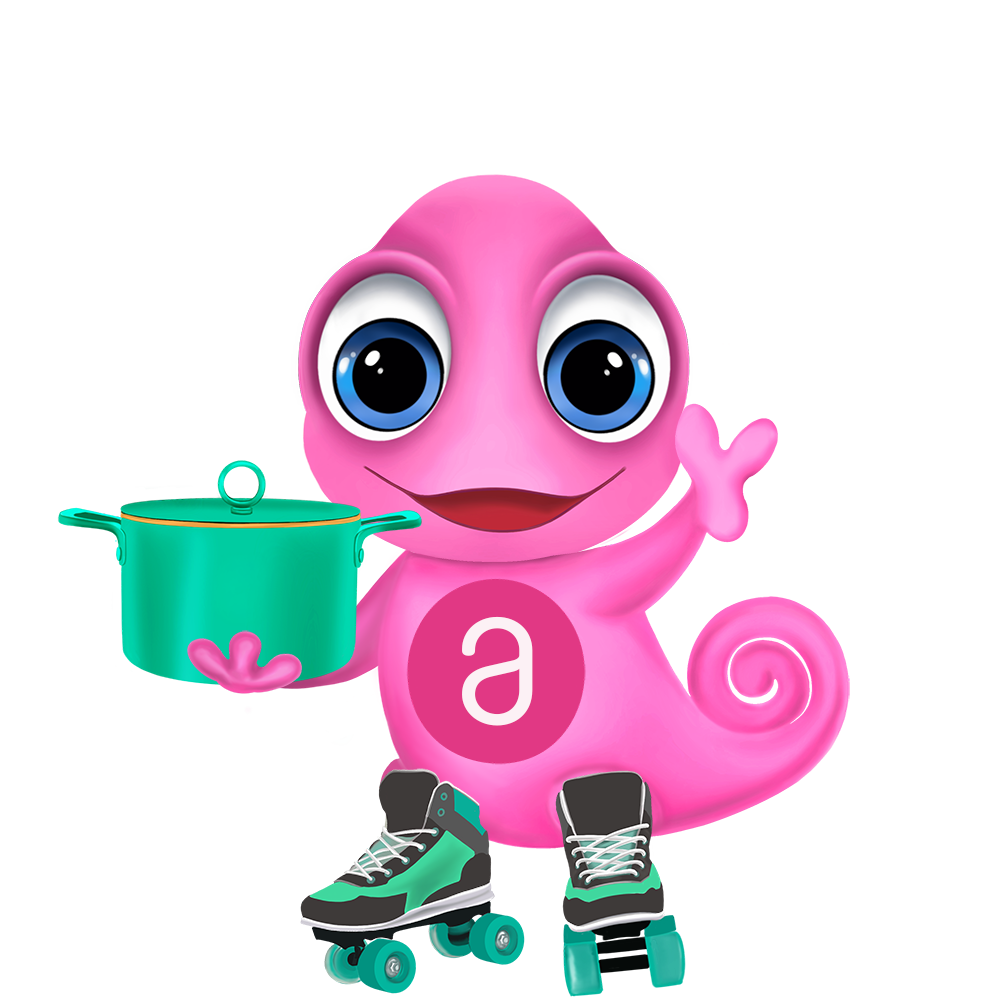 Maskottchen Leon Essen auf Rädern