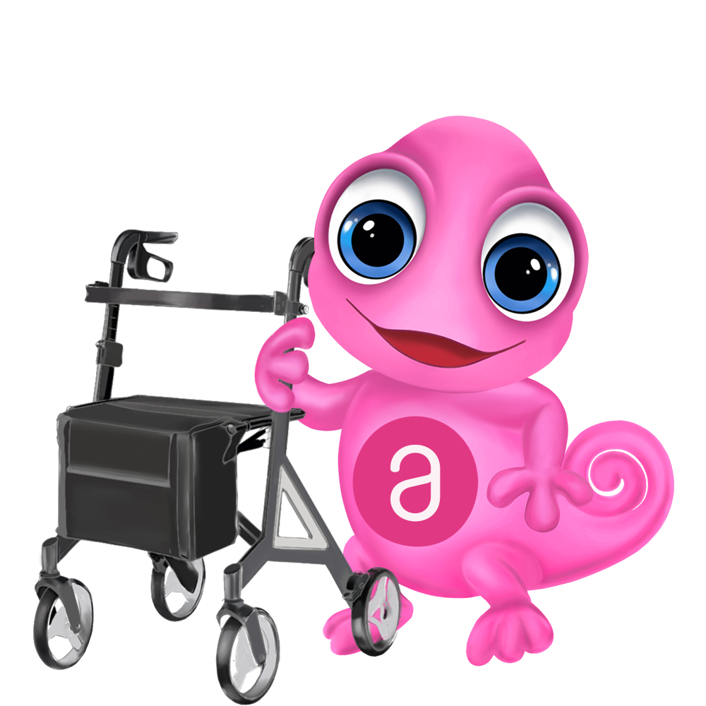 Maskottchen Leon Gehhilfen