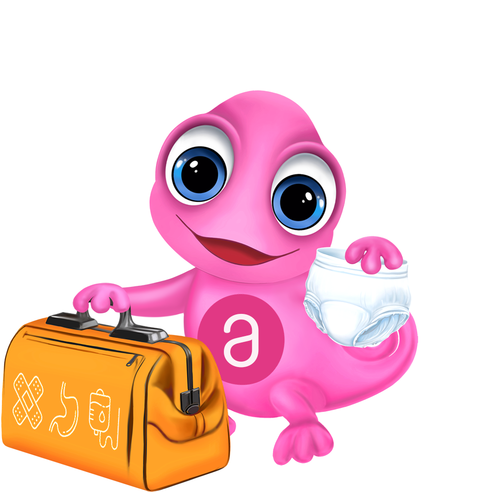 Maskottchen Leon Pflege-Hilfsmittel