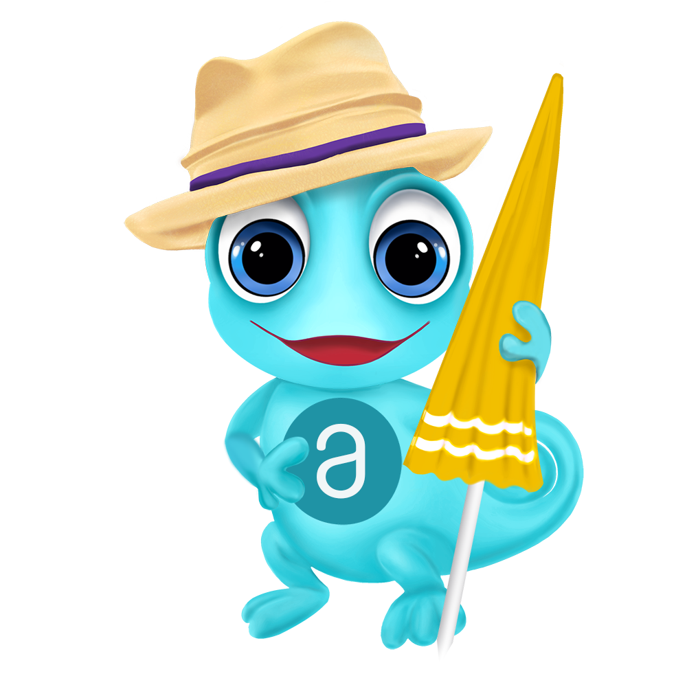 Maskottchen Leon im Urlaub