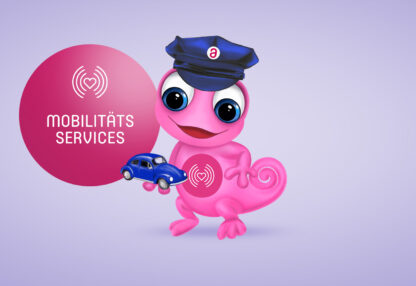 Maskottchen Leon Alltagshilfen Mobilitätsservices