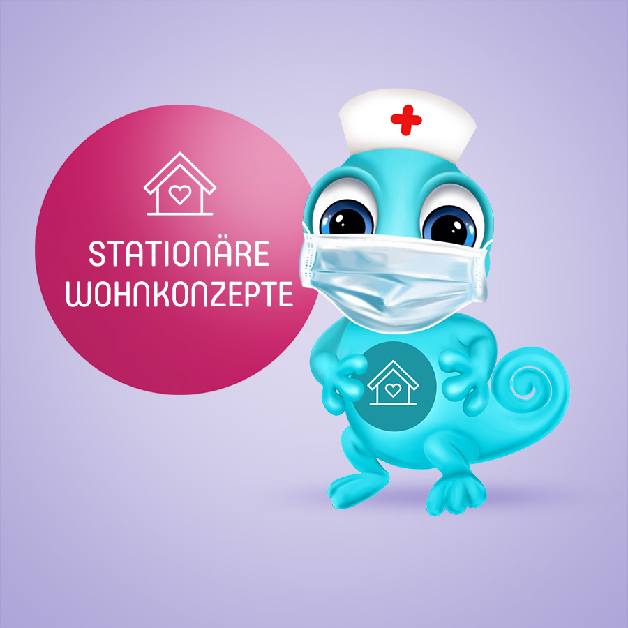 Maskottchen Leon stationäre Wohnkonzepte