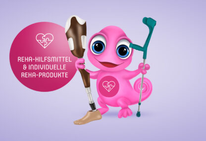 Maskottchen Leon Reha Hilfsmittel