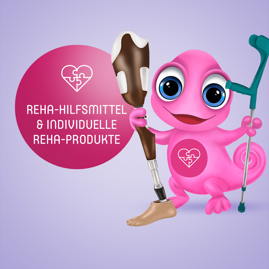 Maskottchen Leon Reha Hilfsmittel