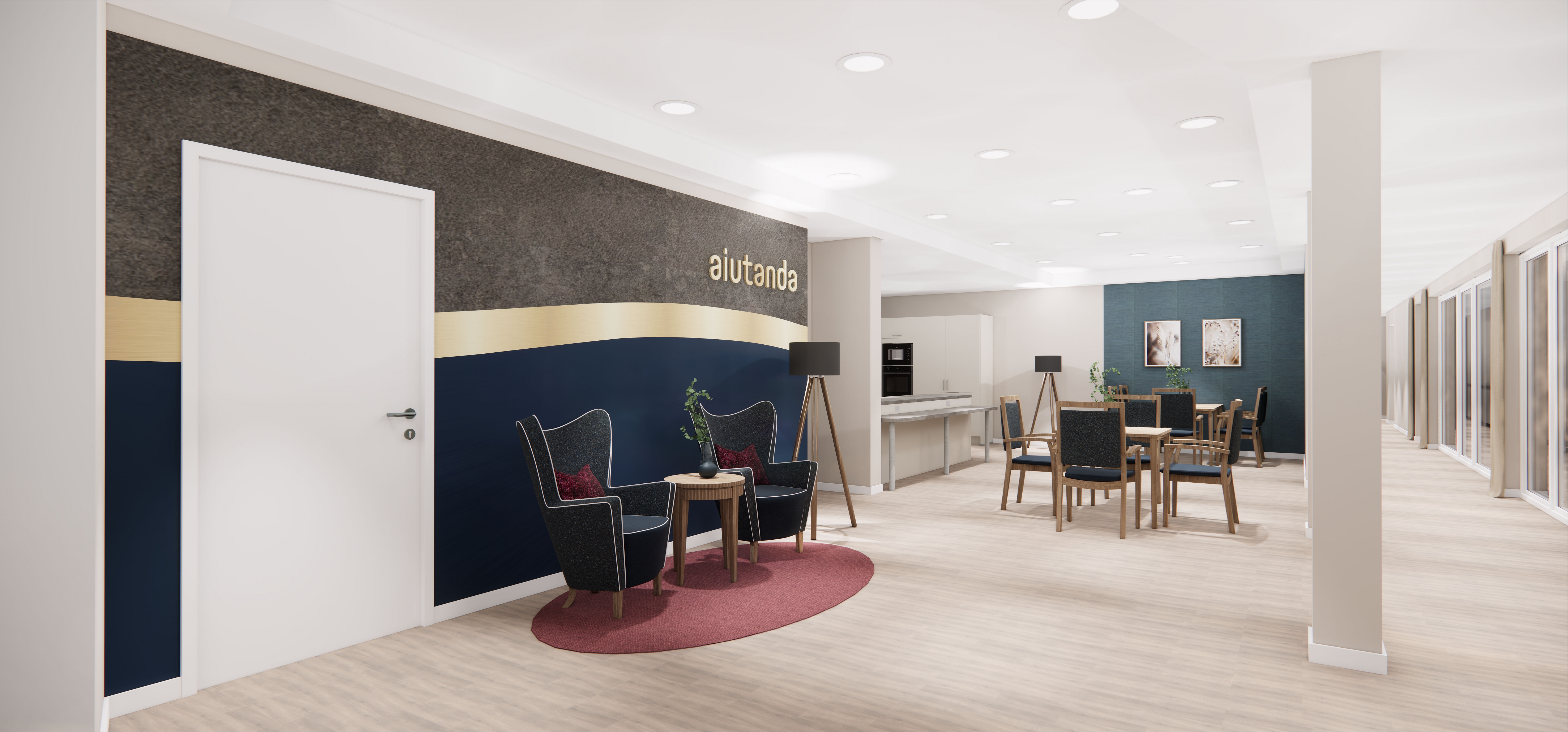 Lichtdurchfluteter Raum mit gemütlichen Sitzmöglichkeiten